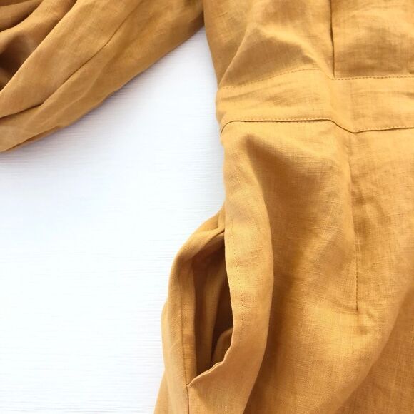 REVOLVE SWF Linen Romper Puff Sleeve V-Neck in Desert Gold NWT Feminine - Picture 6 of 8